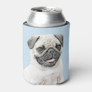 Enfriador De Latas Pintura de pug - Arte de perro original lindo