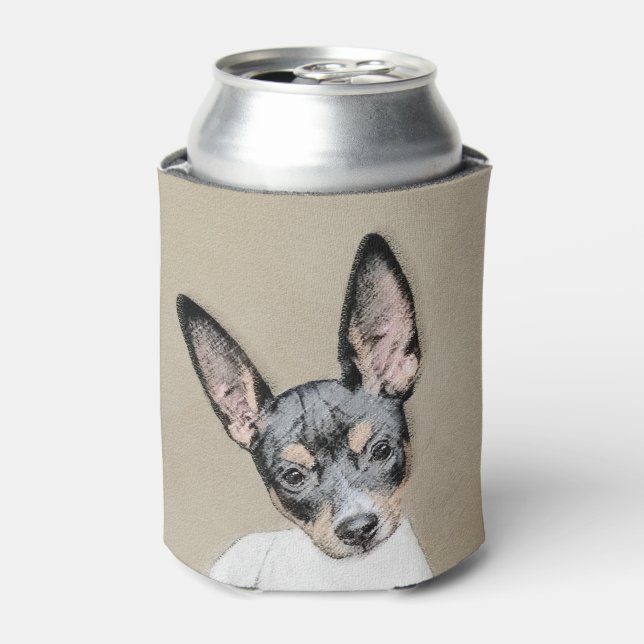 Enfriador De Latas Pintura de Rat Terrier - Arte Perro Original. (Lata Anverso)