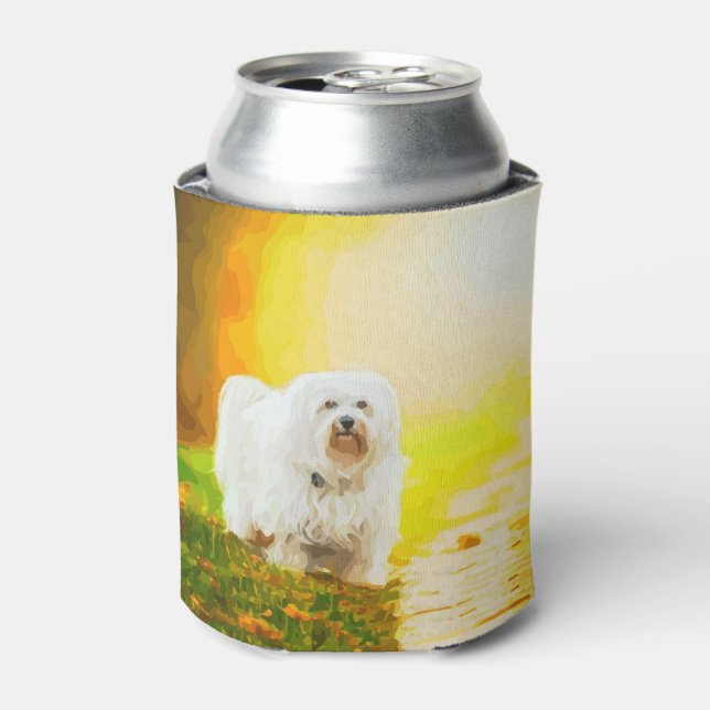 Enfriador De Latas Pintura de retrato de perro bichon de Havanés (Lata Anverso)