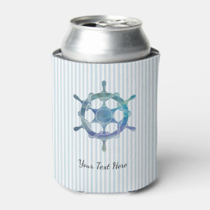 Enfriador De Latas Pintura de rueda de velero personalizada franja az