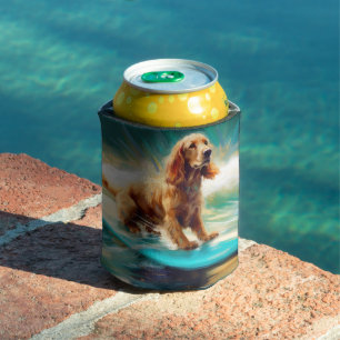Enfriador De Latas Pintura de surf Cocker Spaniel Beach