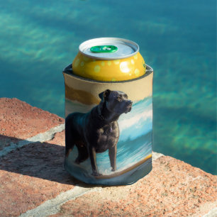 Enfriador De Latas Pintura de surf de Cane Corso Beach