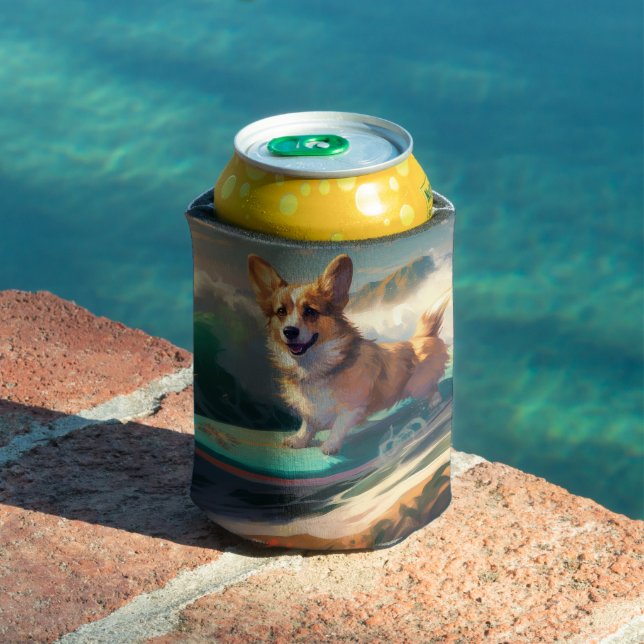 Enfriador De Latas Pintura de surf de Corgi Beach (Piscina in situ)