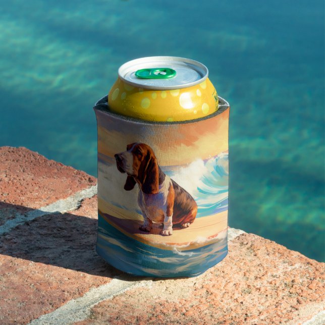Enfriador De Latas Pintura de surf en Basset Hound Beach (Piscina in situ)