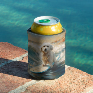 Enfriador De Latas Pintura de surf en la playa de Coton De Tulear