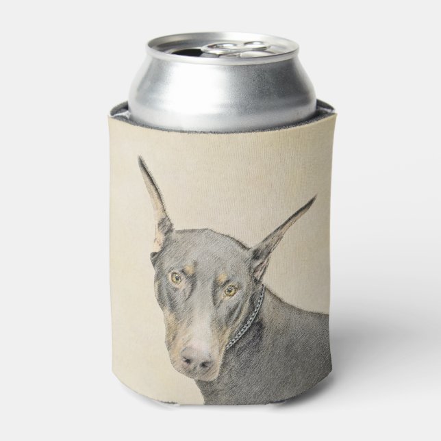 Enfriador De Latas Pintura Doberman Pinscher - Original Dog Art (Lata Anverso)