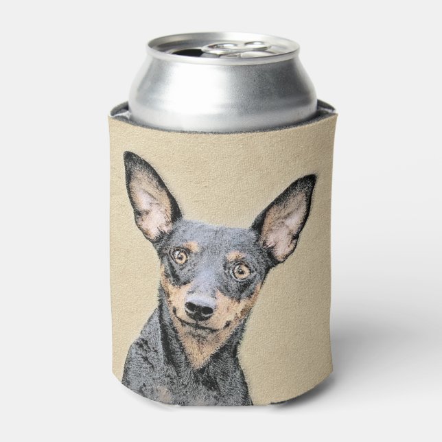 Enfriador De Latas Pintura en miniatura de Pinscher Cute arte origina (Lata Anverso)