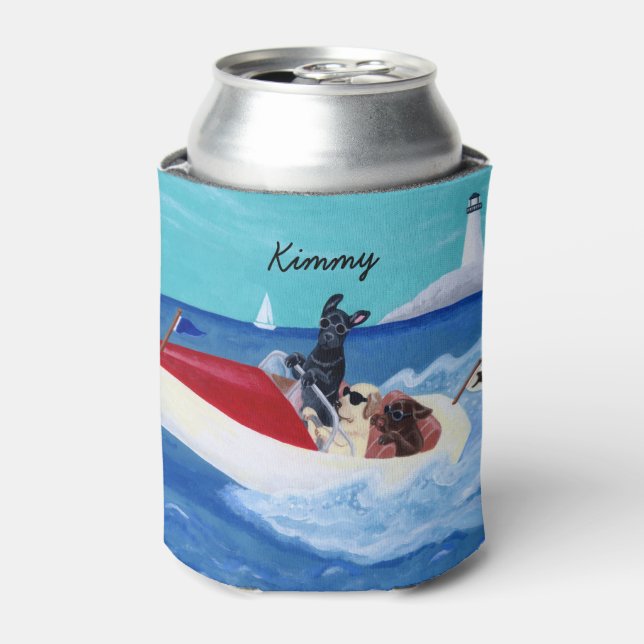 Enfriador De Latas Pintura personalizada de los labradores de verano  (Lata Anverso)