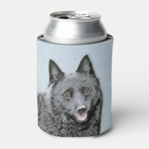Enfriador De Latas Pintura Schipperke - Arte Perro Original.