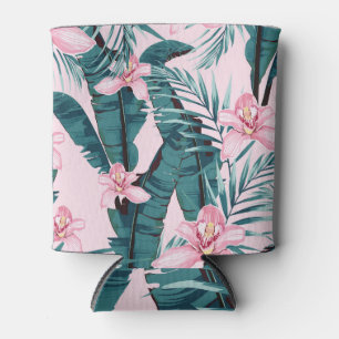 Enfriador De Latas Pinturas tropicales, palmas, hojas de plátano