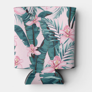 Enfriador De Latas Pinturas tropicales, palmas, hojas de plátano