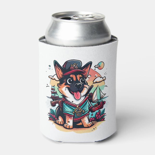 Enfriador De Latas Pirata de perro pastor alemán (Lata Anverso)