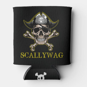 Enfriador De Latas PIRATE CARRIBEAN SKULL Crossbone Scallywag Can