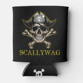 Enfriador De Latas PIRATE CARRIBEAN SKULL Crossbone Scallywag Can