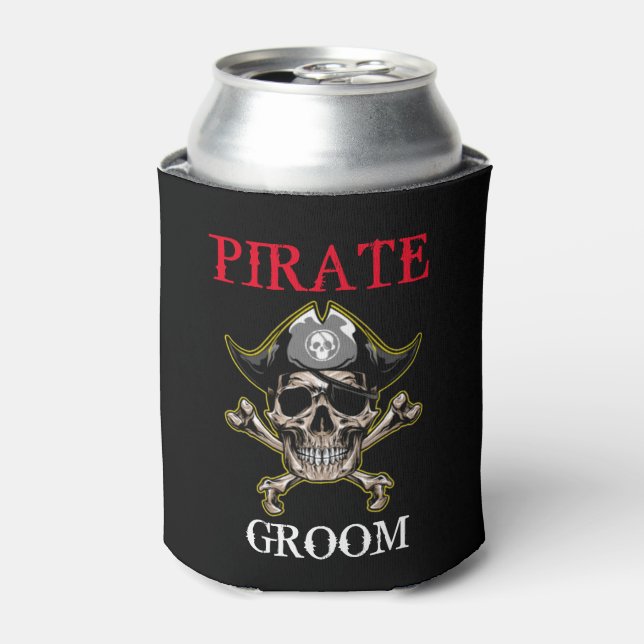 ENFRIADOR DE LATAS PIRATE SKULL GROOM CROSS BONES REFRIGERADOR DE BEB (Lata Anverso)