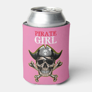 ENFRIADOR DE LATAS PIRATE SKULL PINK CHICA REFRIGERADOR DE BEBIDAS