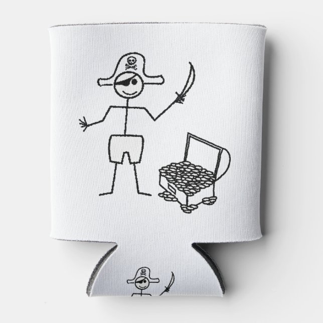 Enfriador De Latas Pirate Stickman With Treasure Chest (Anverso)