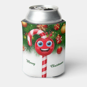Enfriador De Latas Piruleta de Caramelo Navideño con Cara Sonriente