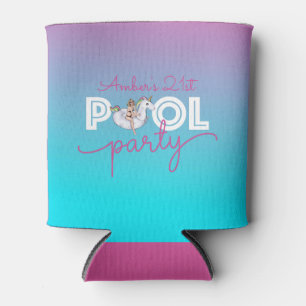 Enfriador De Latas Piscina Fiesta Watercolor Ombre Unicornio Float 21