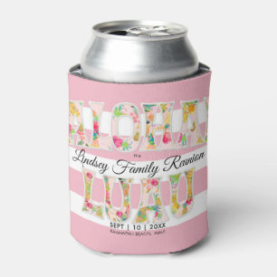 Enfriador De Latas PixDezines Aloha Luau Flamingos rosas