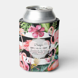 Enfriador De Latas PixDezines Bachelorette Weekend Flamingos rosados 
