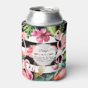 Enfriador De Latas PixDezines Bachelorette Weekend Flamingos rosados