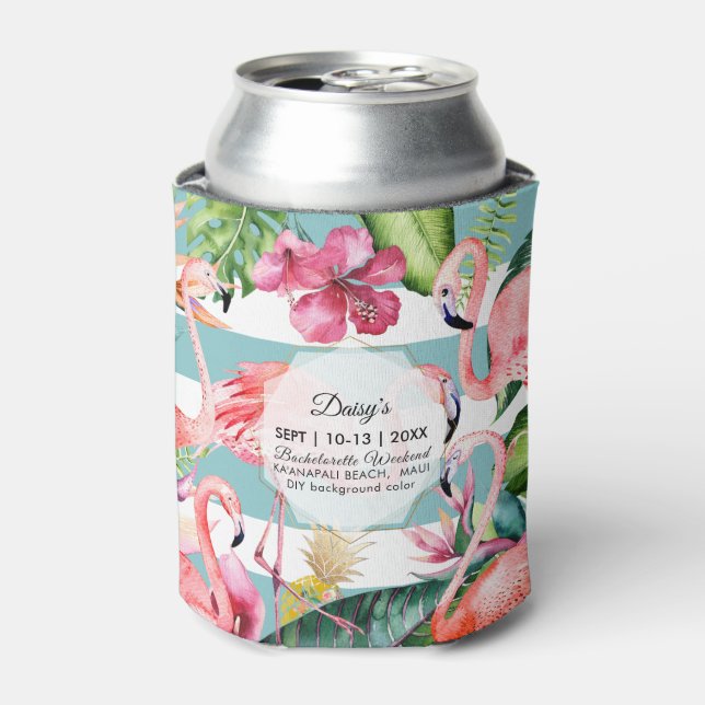 Enfriador De Latas PixDezines Bachelorette Weekend Flamingos rosados  (Lata Anverso)