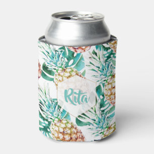 Enfriador De Latas PixDezines Piñas+Monstera Acuarela