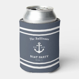 Enfriador De Latas Pizarra Nombre Personalizado Ancla Azul Barco Fies