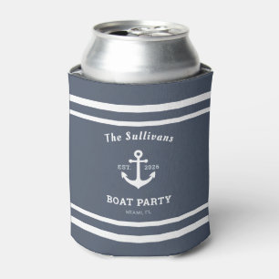Enfriador De Latas Pizarra Nombre Personalizado Ancla Azul Barco Fies
