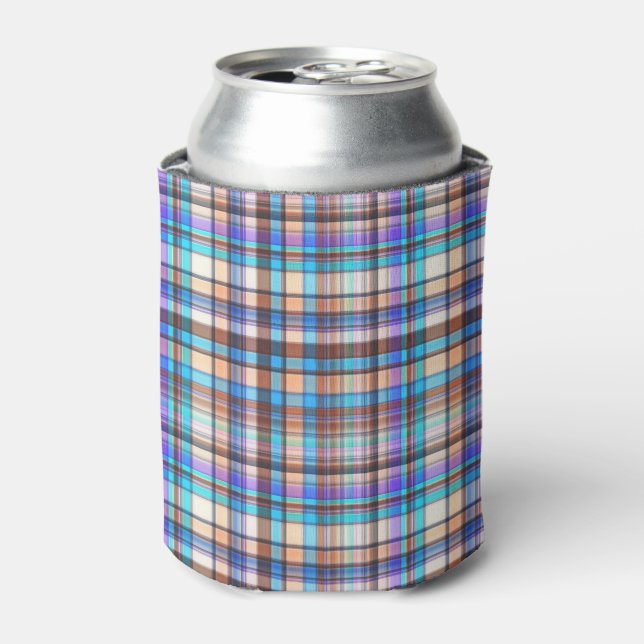 Enfriador De Latas Plaid Fabric Checkered Print Pattern-57688 (Lata Anverso)