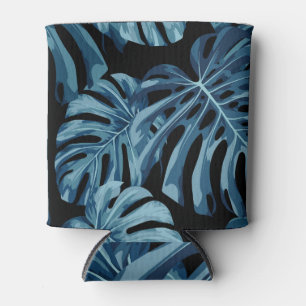 Enfriador De Latas Planta de Monstera: patrón de hojas azules.