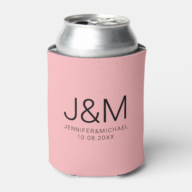 Enfriador De Latas Plantilla de estilo monograma moderno de casamient (Lata Anverso)
