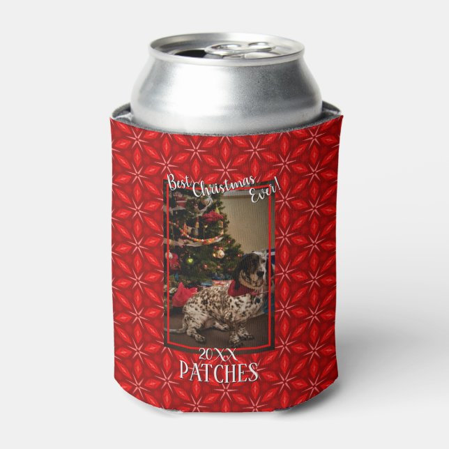 Enfriador De Latas Plantilla de fotografía Mascota de vacaciones mejo (Lata Anverso)
