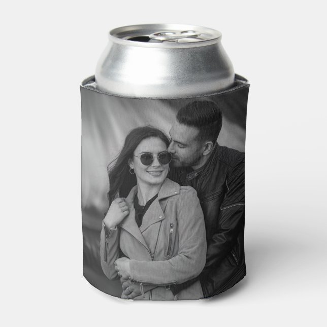 Enfriador De Latas Plantilla personalizada de 2 fotos de moda doble c (Lata Anverso)
