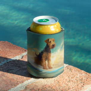 Enfriador De Latas Playa Airedale Surfing Pintura