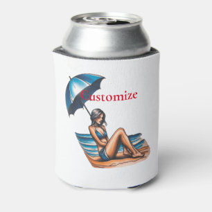 Enfriador De Latas Playa de Chica bikini Napping Thunder_Cove