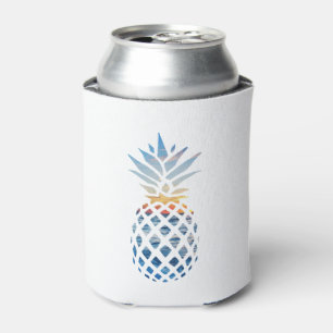 Enfriador De Latas Playa de puesta de sol tropical con piña y océano