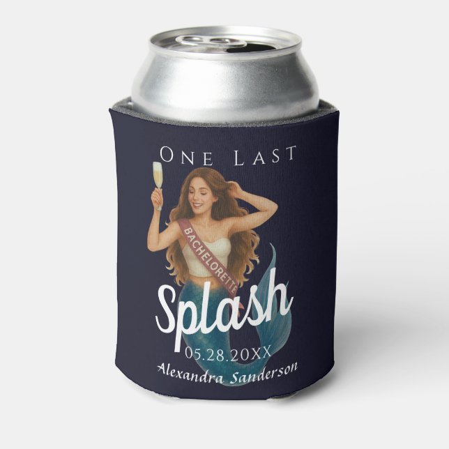 Enfriador De Latas playa de soltera de sirena personalizada (Reverso de la lata)