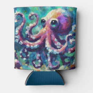 Enfriador De Latas Playa náutica costera del pulpo caprichoso