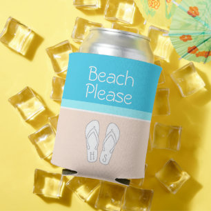 Enfriador De Latas PLAYA POR FAVOR Moda Modern Monograma Party Favor
