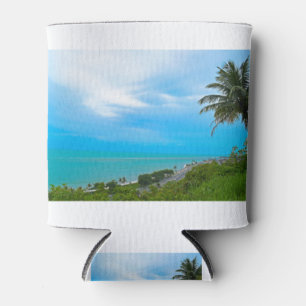 Enfriador De Latas Playa tranquila con palmera de coco