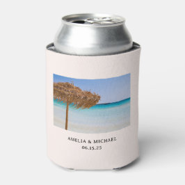 Enfriador De Latas Playa Tropical Escénica con Boda bajo Paraguas de 