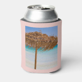 Enfriador De Latas Playa Tropical Escénica con Sombrilla de Paja