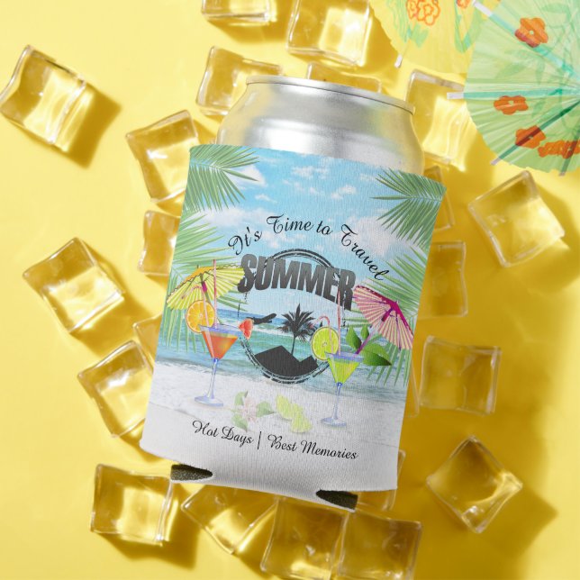 Enfriador De Latas Playa tropical, vacaciones de verano | Personaliza (Verano in situ)