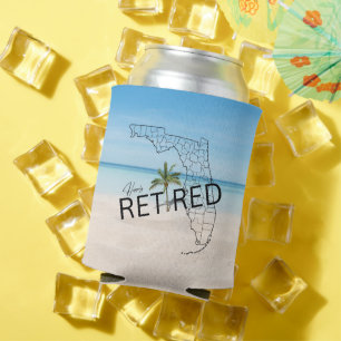 Enfriador De Latas Playa Tropical y Palmera de Florida, felizmente re