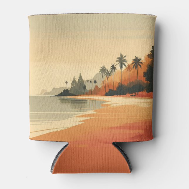 Enfriador De Latas Playa vintage/retro/tropical (Anverso)