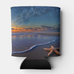 Enfriador De Latas Playa y Estrellas de Mar Orilla del Mar con Olas