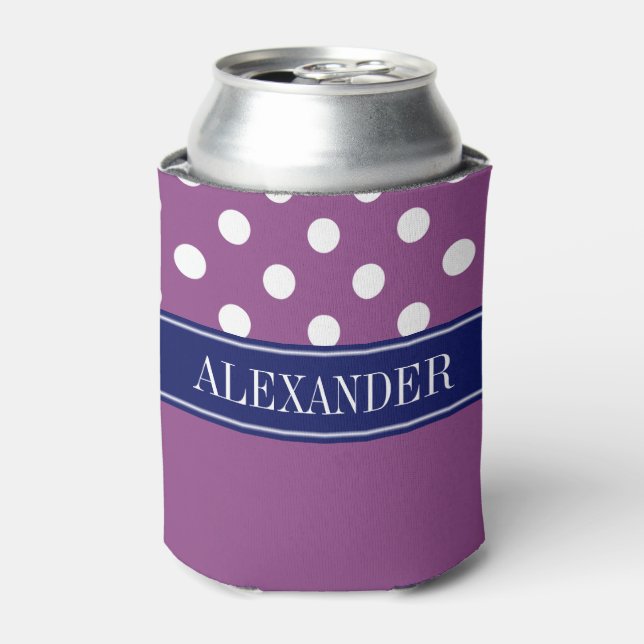 Enfriador De Latas Plum Purple Whats LG Polka Dot CB Nombre de la Mar (Lata Anverso)
