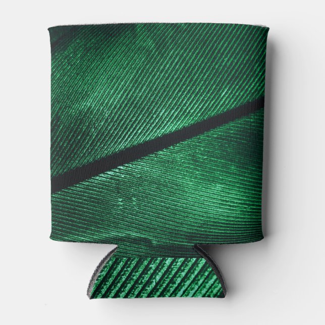 Enfriador De Latas Pluma Verde, Hermosa Textura De Patrón. (Anverso)